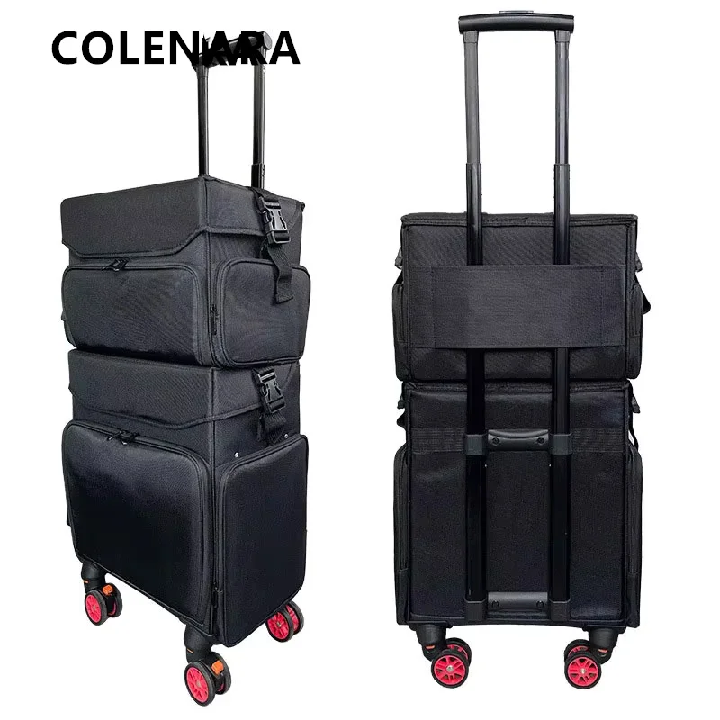 COLENARA المتداول حقيبة المرأة أكسفورد القماش حقيبة مستحضرات التجميل سعة كبيرة الجمال مانيكير أدوات حقيبة تروللي بعجلات حقيبة مستحضرات تجميل #2