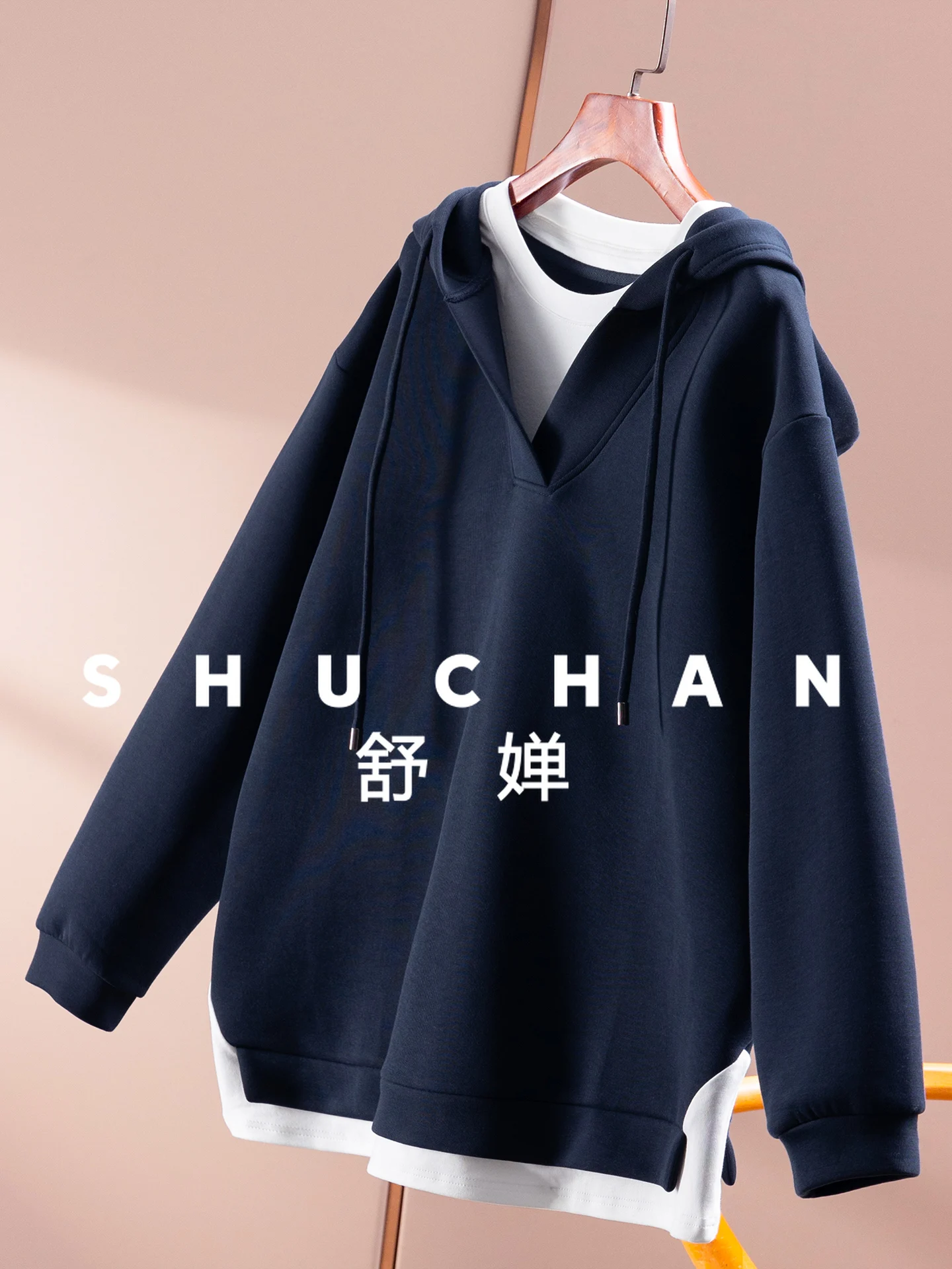 الخريف والشتاء المألوف الفرنسية الأسود التكنولوجيا الذاتي التدفئة وهمية قطعتين معطف بقلنسوة المرأة 27I9 #6