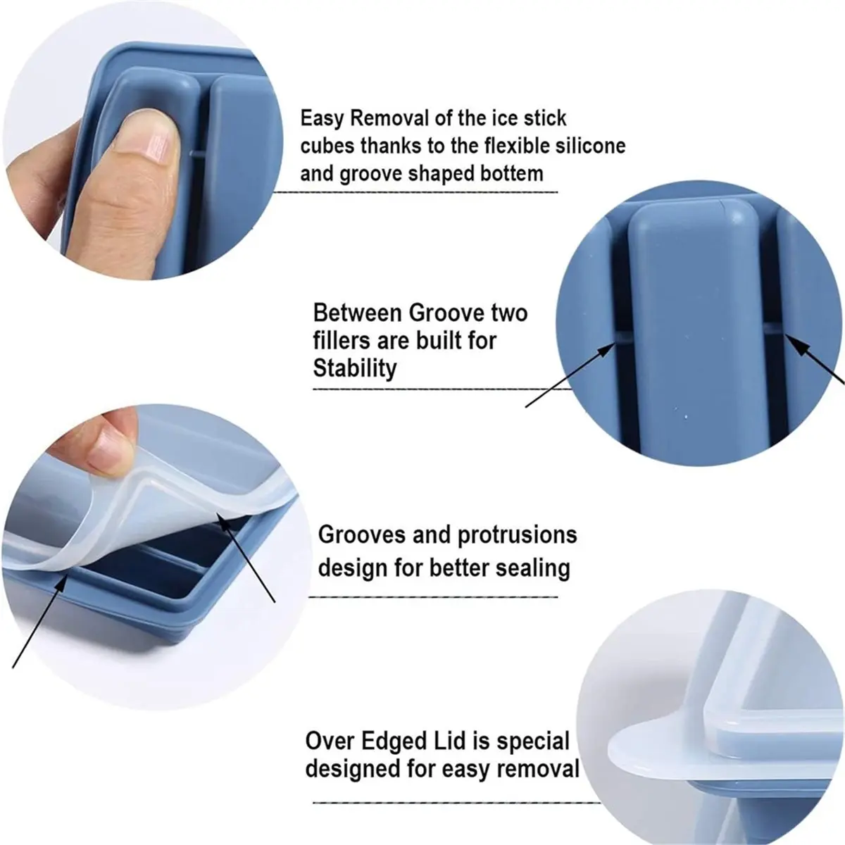 2026 New 3 PCS Tray, Long Stick Tray Silicone with Lid, Rectangular Narrow Stick, Easy Release,for Juice Bottles,Parties