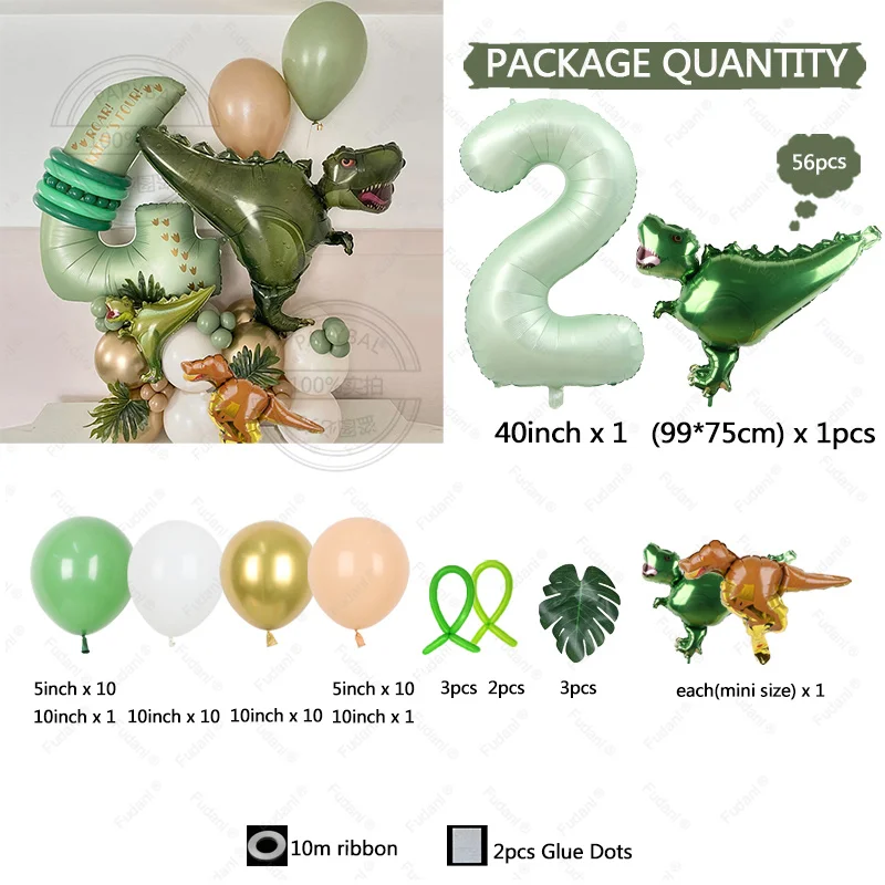 Jungle Theme Dinosaur Party Balloon Arch Set 56pcs for Wild One 1-9st Birthday Party Decoration Baby Shower First Birthday view 6