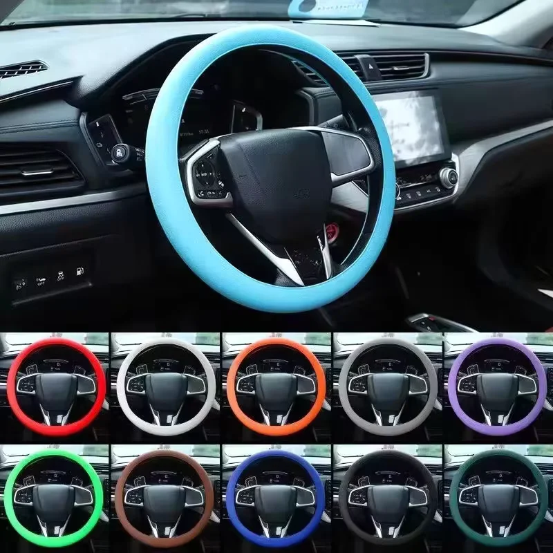 Silicone Car Steering Wheel Cover Elastic Protetive Cover Multi Color Auto Interior Silica Gel Decoration Covers For Men Women