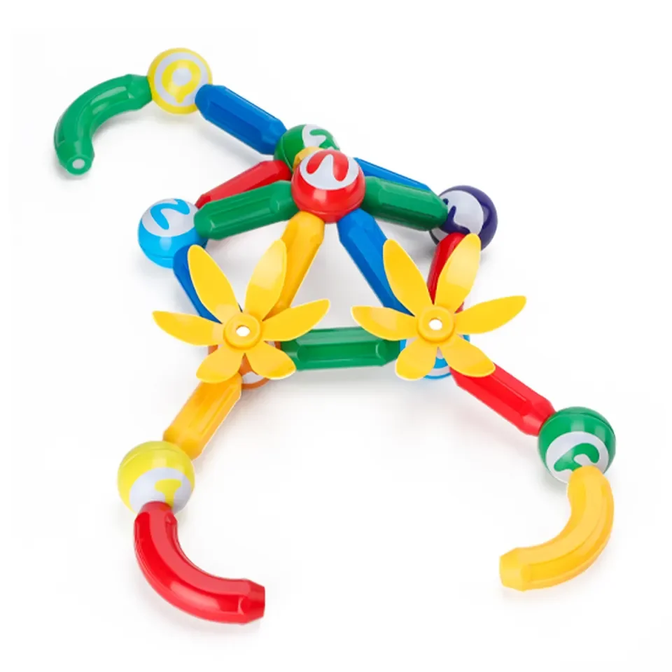 Colorful DIY 82pcs Plastic Abs Magic Baseball Suit with Slide Tube Shape Magnetic Baseball Bat Toy Connection Children's Game