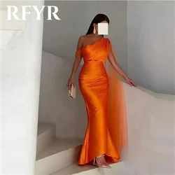 RFYR Saudi Arabia Trumpet Evening Dresses Orange One Shoulder Mermaid Prom Gown Elegant Formal Occasion Long Dress Customized