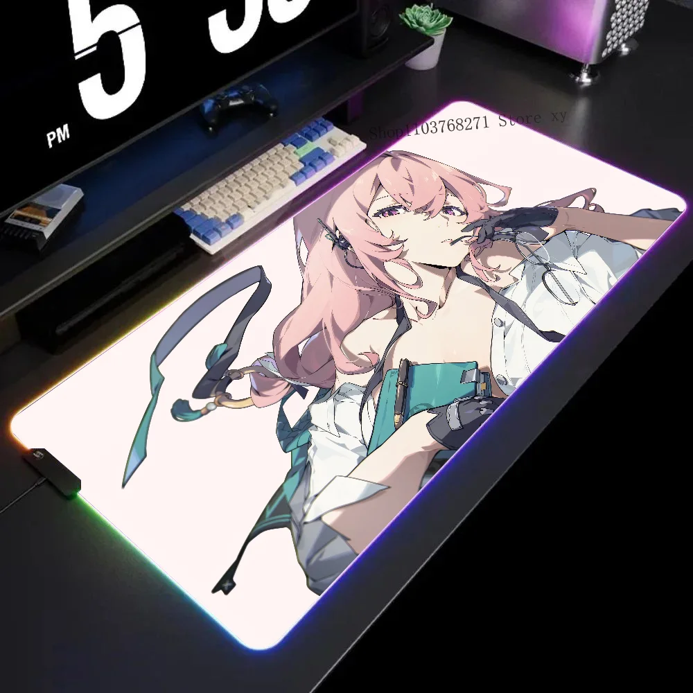 

Tsukishiro Yanagi Zenless Zone Zero Mousepad XXL RGB Gaming Mouse Pads HD Black Gamer Accessories Large LED