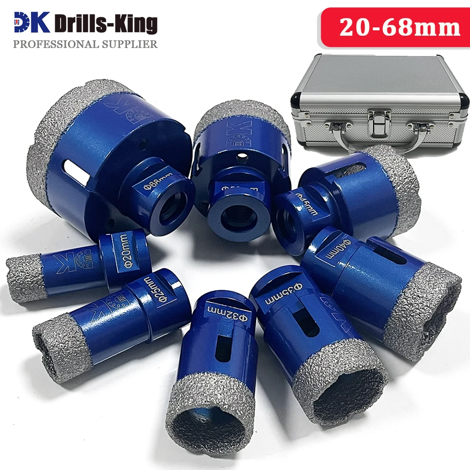 DK 8pcs Diamond Drill Bits Set 20+25+32+35+40+45+50+68mm M14 Dry Drilling Porcelain Tile Ceramic Marble Stoneware Hole Saw Kit