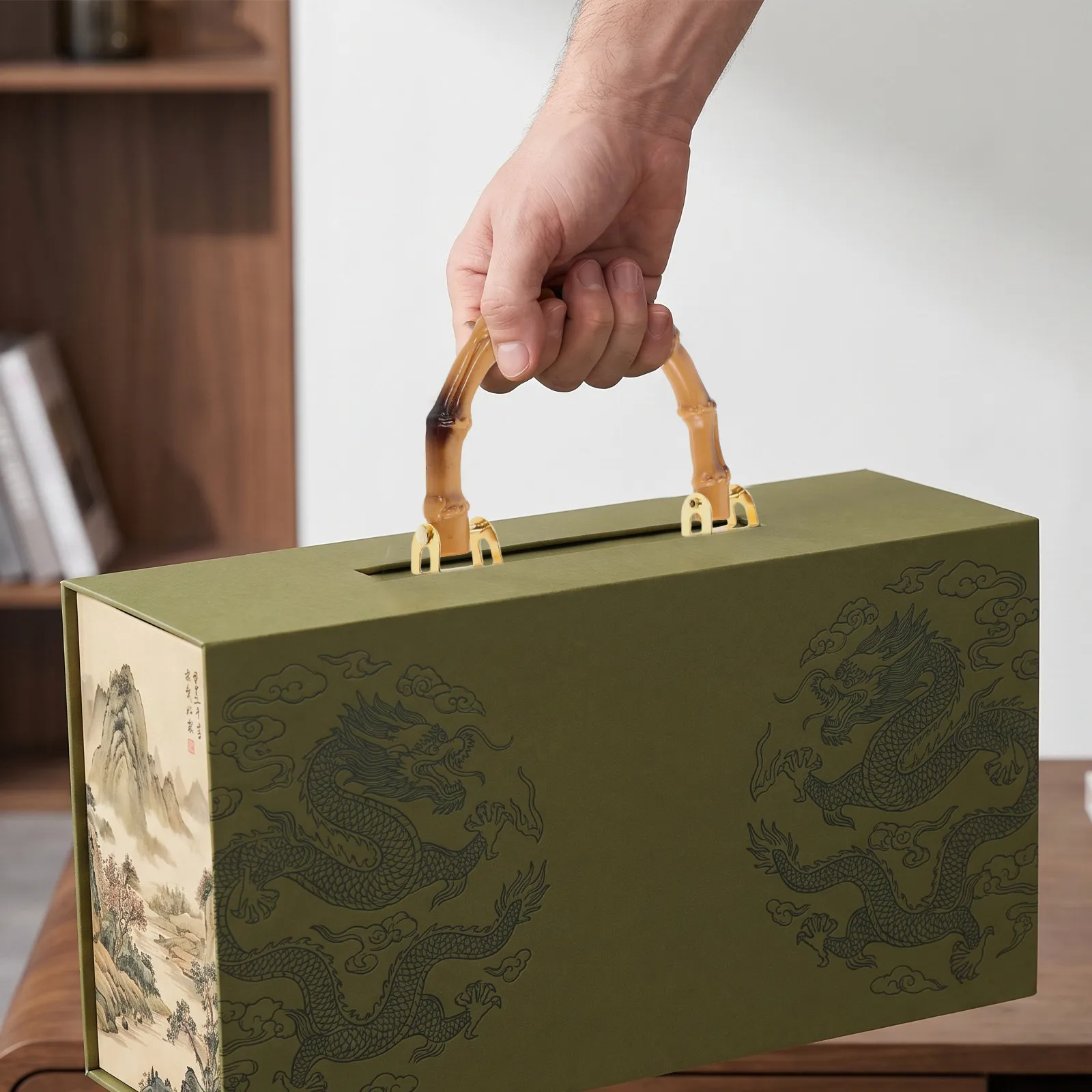 4Pcs Asian Style Bamboo Arch Handle Replacement Gift Box Handle Easy Install for Jewelry Pastry Mooncake Boxes Tote Handbag