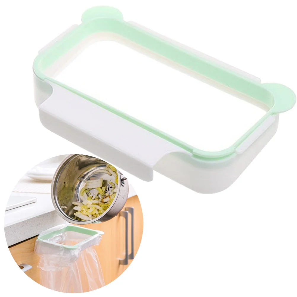 رف معلق للمطبخ مصنوع من مادة البولي بروبيلين السميكة باللون الأخضر وحامل كيس النفايات الخلفي لمنظم خزانة المكتب المنزلي والبلاستيك