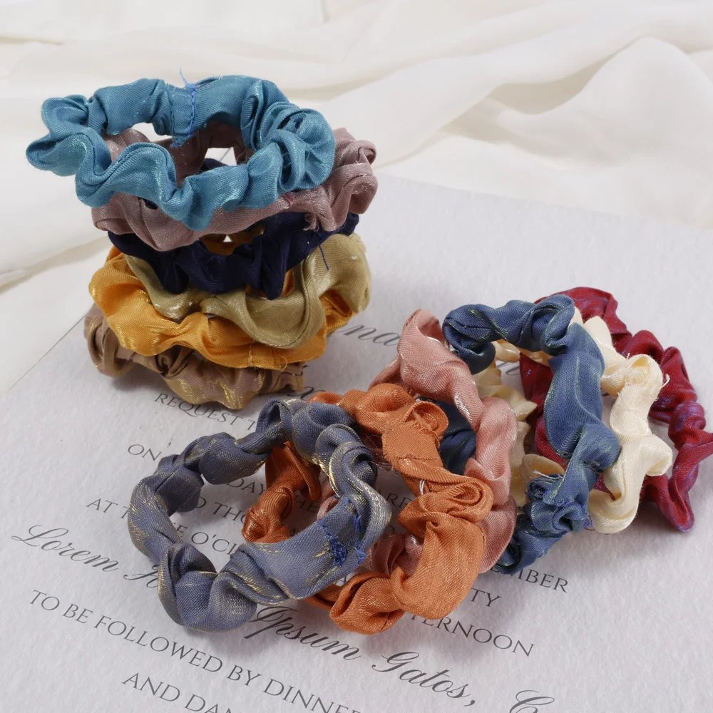 Vintage Satin Scrunchies Girls Elastic Hair Bands Ponytail Holder Hair Ties Rubber Bands Fashion Women Hair Accessories