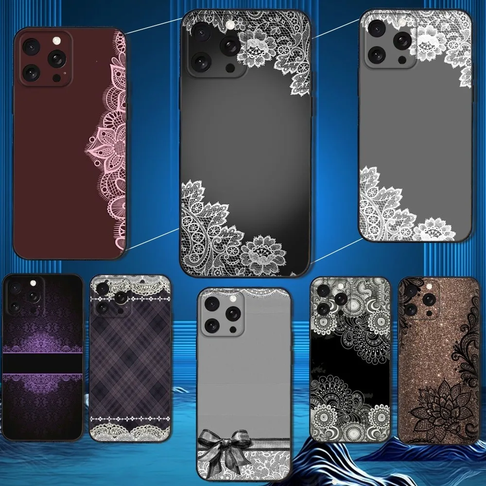 

Sexy lace art Phone Case For iPhone 16,15,14,13,12,11 Plus,Pro Max,XS,X,XR,SE,Mini,8,7,Soft Silicone Black Cover