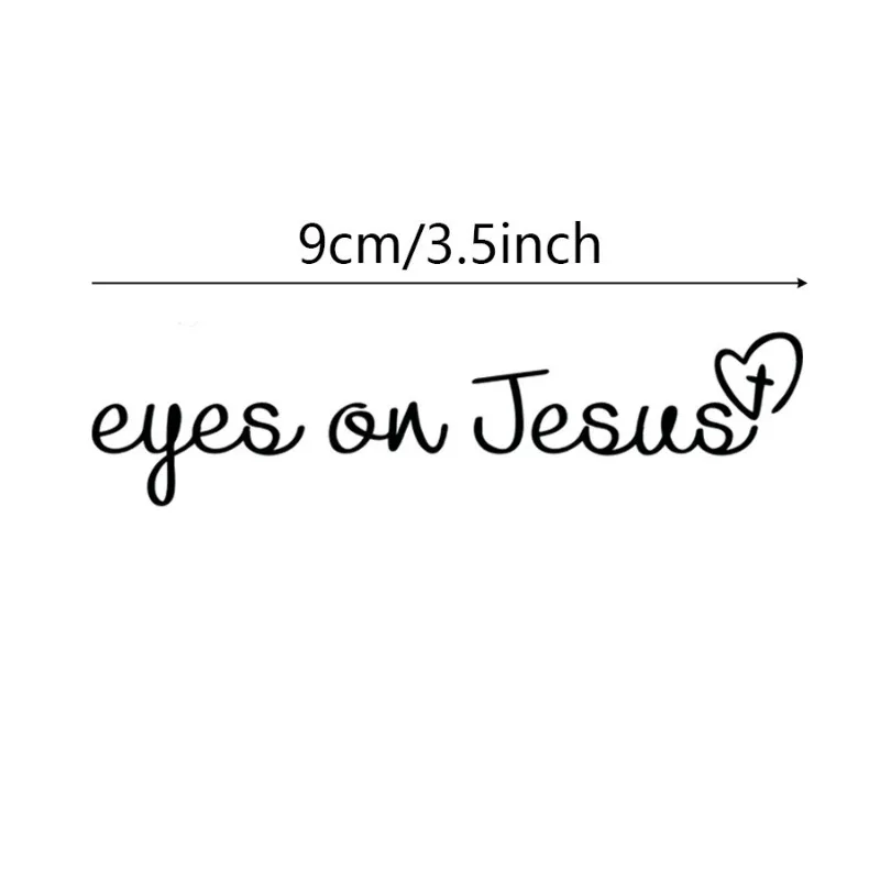 Eyes On Jesus Sticker 2PCS Set Heart Cross Vinyl Decals Waterproof For Car Rearview Mirror Luggage DIY Decoration