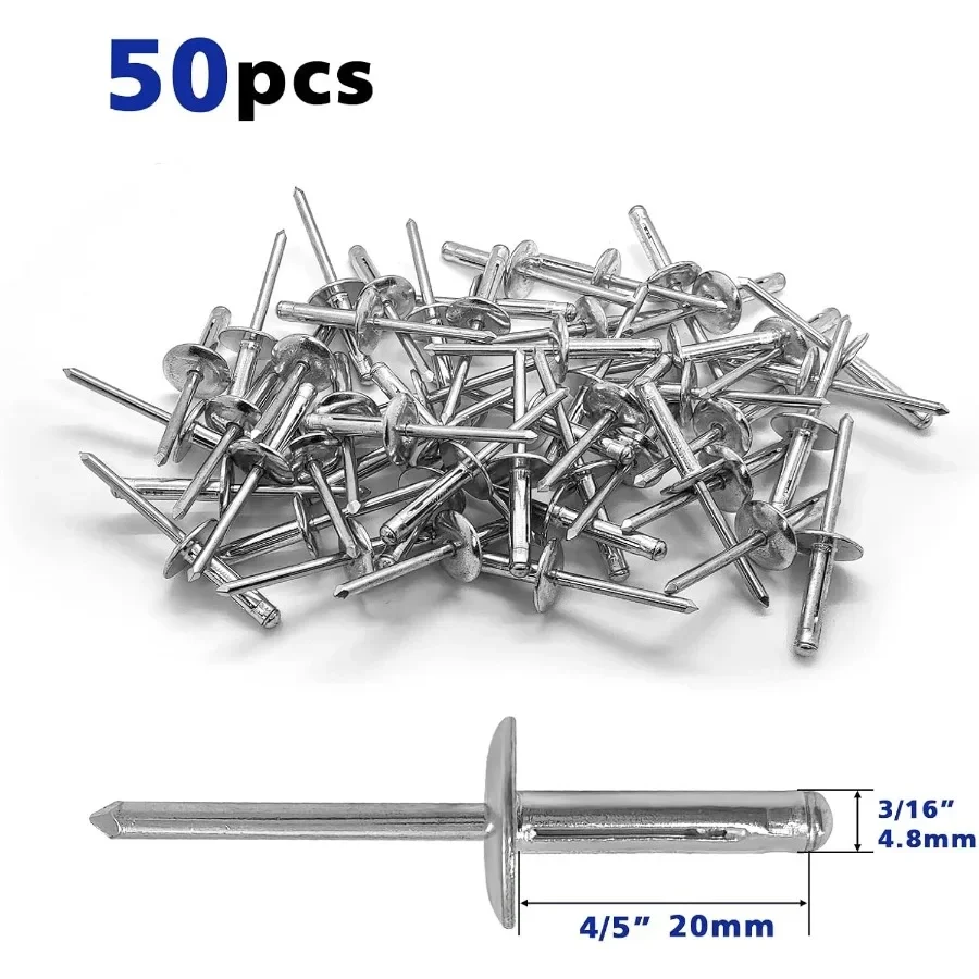 50 PZ Alluminio Grande Flangia Trifold Rivetti Ciechi Pop Blind Rivet Lampadina Strutturale In Alluminio Rivetti Interni Auto Aria Condizionata