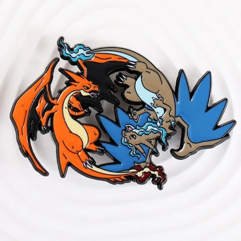 Moda Mega Charizard XY Cartoon Spille in metallo Anime Periferiche Zaino Borsa Decor Distintivi in lega Spilla Regali di compleanno per bambini