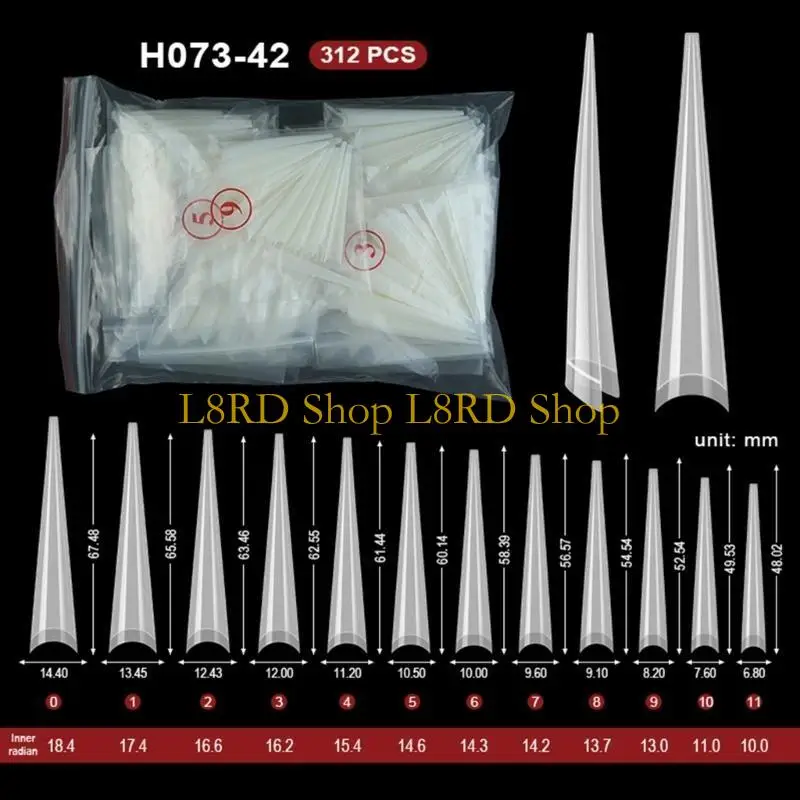 L8RD Professional نصف غطاء للأظافر الصناعية نصائح أظافر شفافة لتزيين الأظافر بنفسك #6