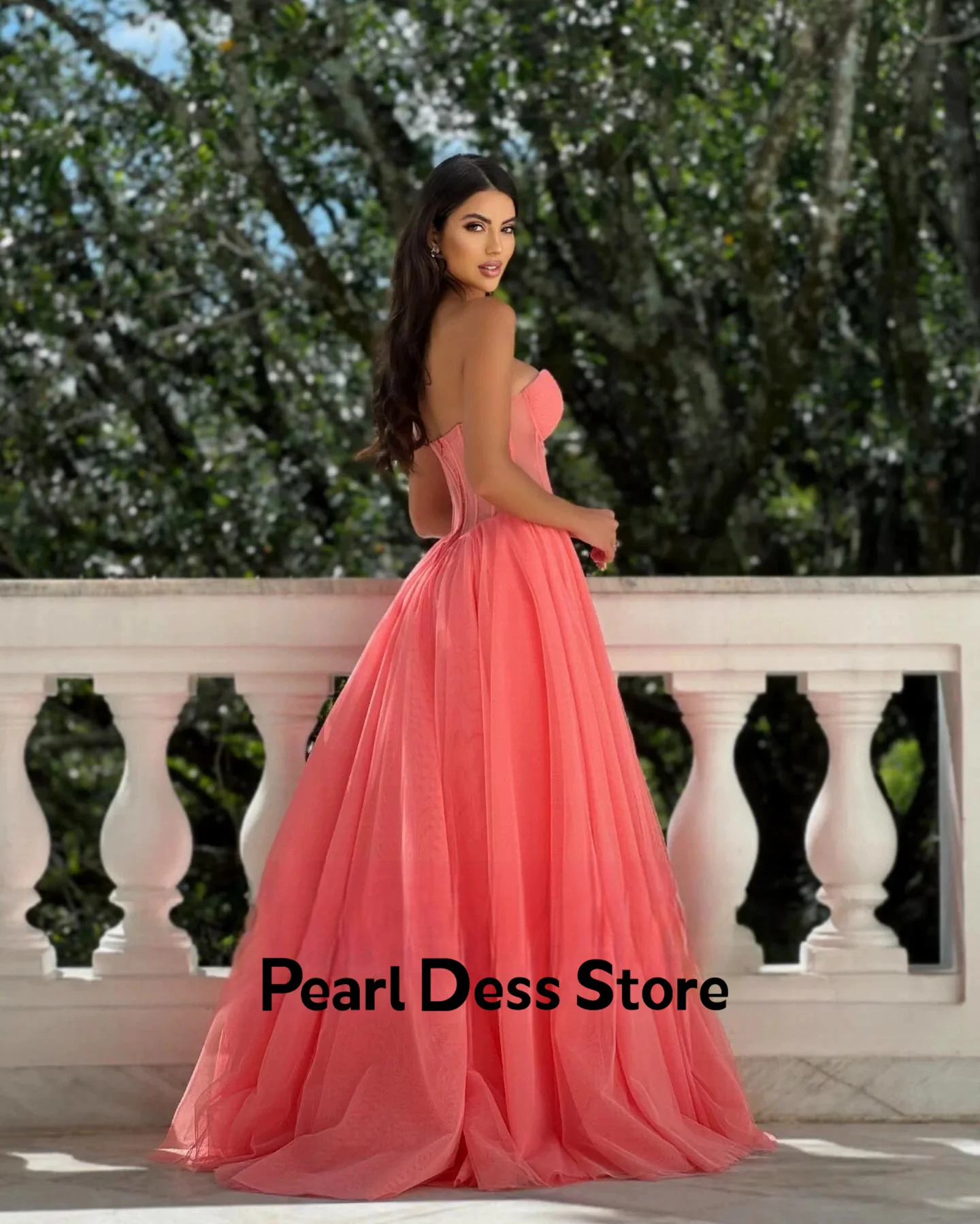 Fairy sheer ball dress pleated A-line heart-shaped high leg slit formal special wedding evening dress for women