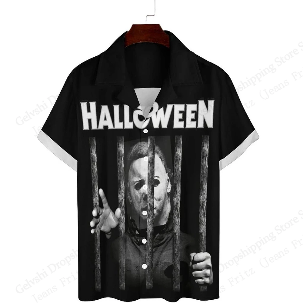 

Funny Men's Shirts Halloween Michael Myers 3d Print Beach Shirt For Men Hawaiian Shirt Women Fashion Button Short Sleeve Blouse