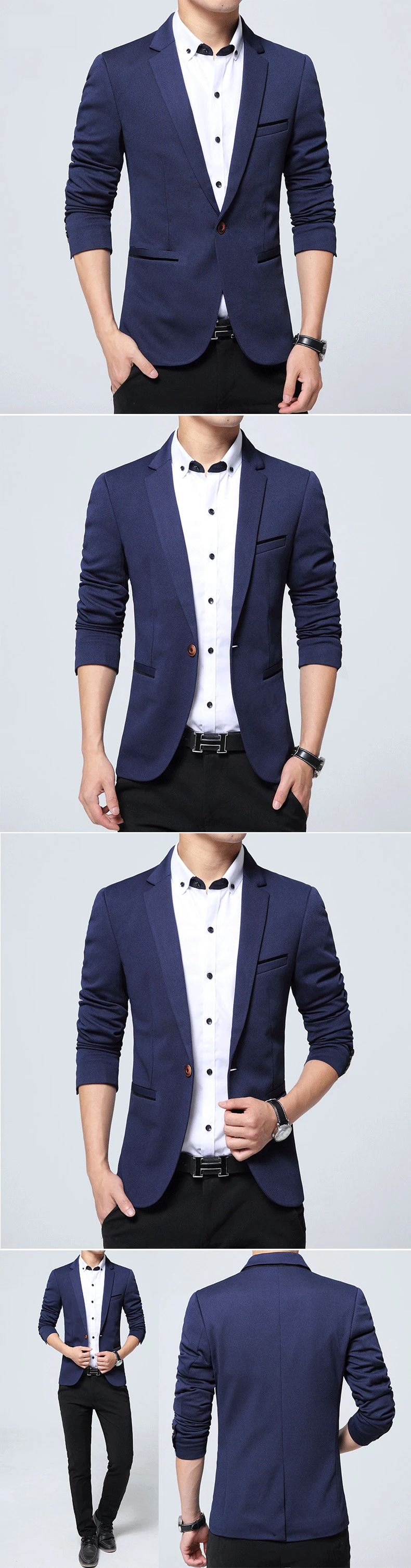 Männer Smart Casual Anzug Blazer Slim Fit Sport Mantel Mode Formale Kleid Bräutigam Ehe Anzug Mantel Frühling Herbst Outwear – Detail 4