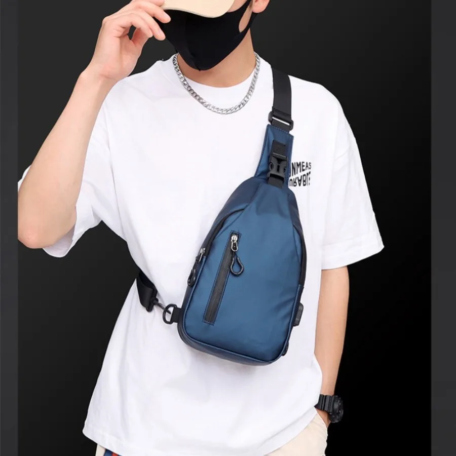 

Fashion Casual Calm Chest Bag Men's Leather Membrane Simple Texture Solid Color Cross Backpack Trend Waist Bag Crossbody Bags