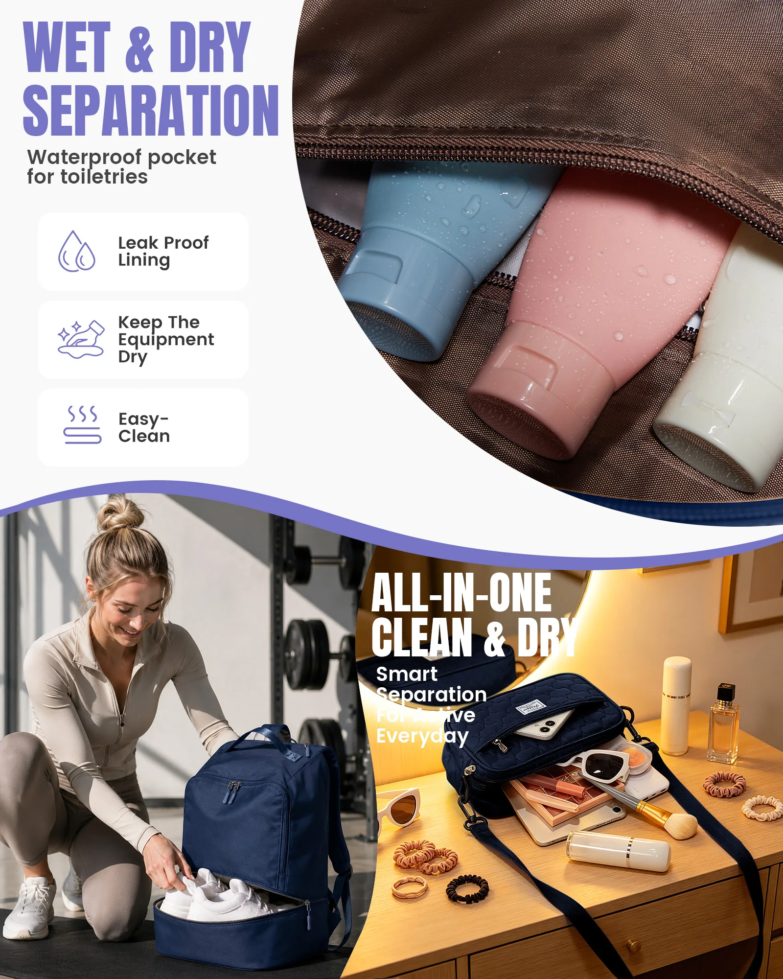 Sportrucksack, Tennistasche, Fassungsvermögen für 2 Schläger, mit Schuhfach, Reiserucksack, Sport- und Fitnessrucksack für Tennis und Pickleball. – Detail 4