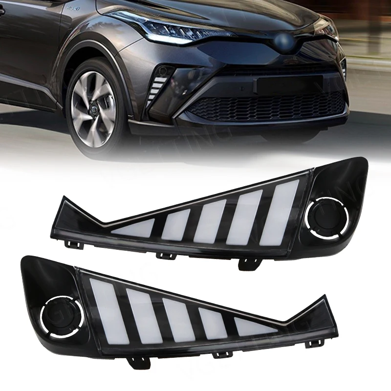 Led Daytime Running Light Fog Lamp For Toyota C-HR 2020 2021 DRL Front Bumper Auto Driving Daylight Accessories With Turn Signal