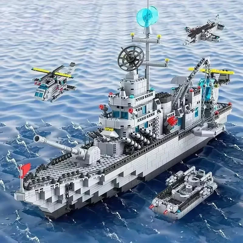 1560 pezzi modello di blocchi di costruzione navi da guerra costruzione corazzata esercito barca aereo mattoni giocattoli fai da te per bambini compleanno Natale