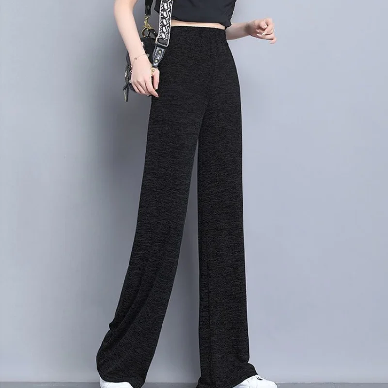 Street Casual Thin Loose All-match Wide Leg Pants Summer New Solid Color Plus Size Straight Pants Vintage Trend Women Clothing