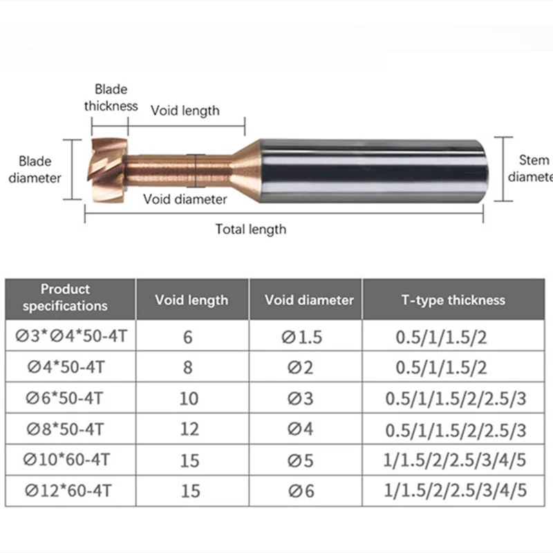 KaKarot T Slot Milling Cutter Carbide 4 6 8 10 12mm Alloy Tungsten Steel Slotting Router Bits CNC Endmill Grooving Shank Cutter