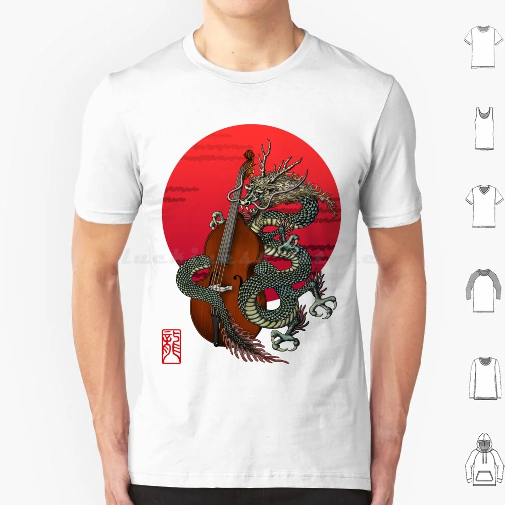 Dragon Contrabass T Shirt Big Size 100% Cotton Dragon Contrabass Bass Bassguitar Guitar Music Jazz Japan Asia Tattoo Kuuma