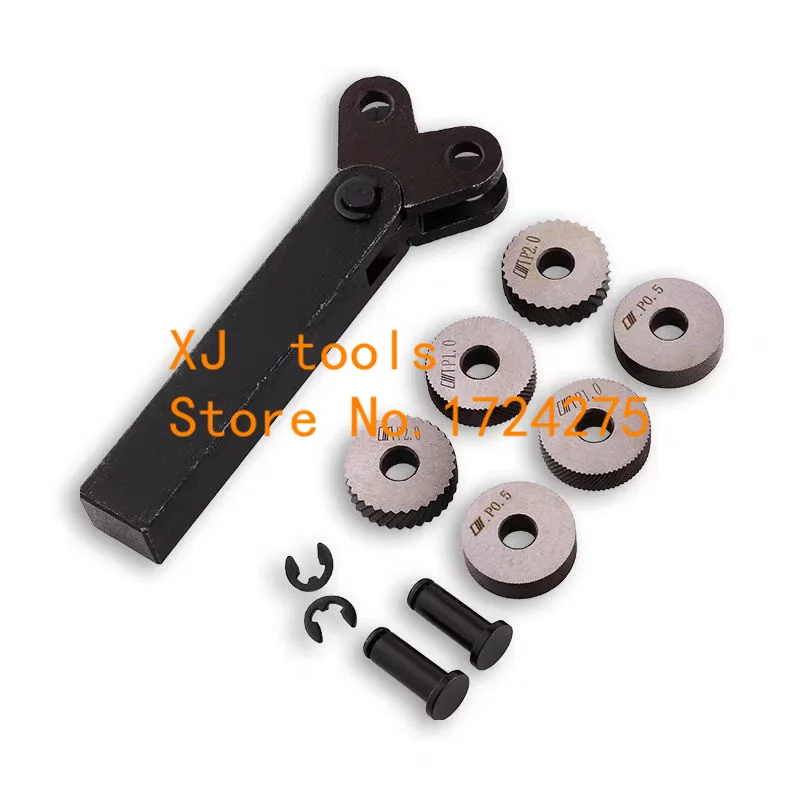 Kit 7pcs 0.5mm 1mm 2mm Wheel Linear Pitch Knurl Set Steel Lathe Cutter Wheel Knurling Tool Set