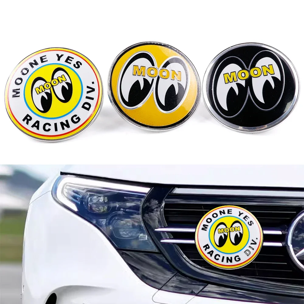 MOON EYES Front Car Grille Emblem JDM Metal Badge Decal Diameter 9cm