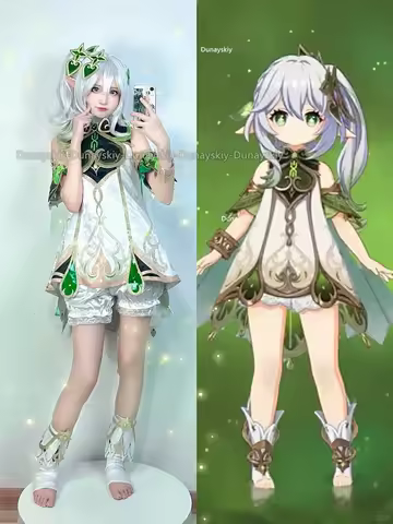 Nahida Cosplay Genshin Impact Costume Lesser Lord Kusanali Full Set Dress Ears Wig Nahida outfits for Comic Con