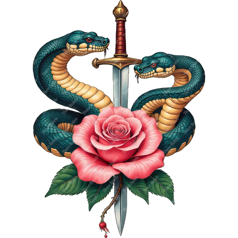 Three Ratels Sword flowers and snake cartoon art stickers for home decoration car body stickers