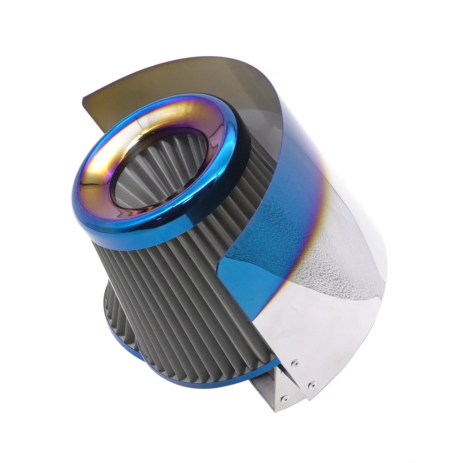 High Flow Cold Air Intake Filter Heat Shield Cover Universal Car Air Filters Adjustable Stainless Steel Protective Cover