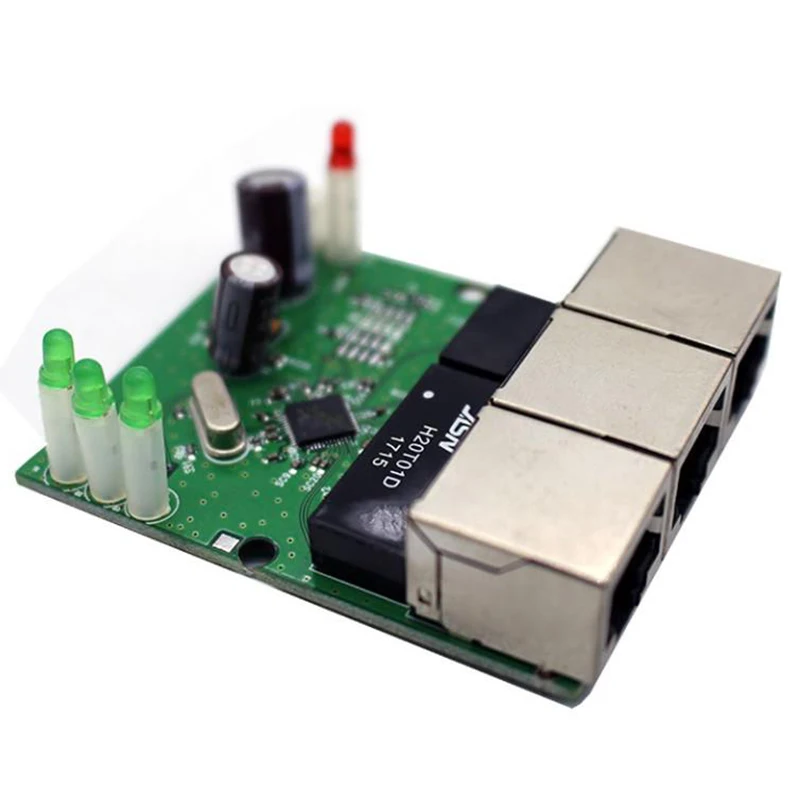 OEM Fast switch mini interruptor ethernet de 3 puertos, 10/100mbps, rj45, hub de red, placa de módulo pcb para Módulo de integración de sistema