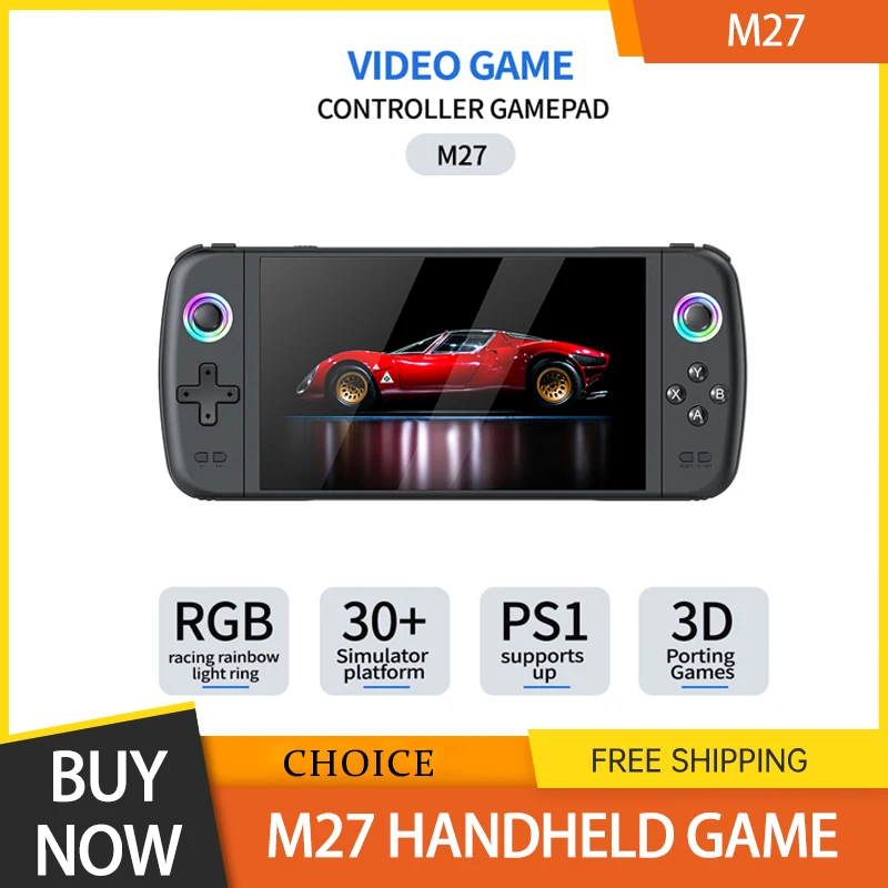 

SJGAM M27 Handheld Game Console 7 Inch Ips Screen System Joystick Rgb Lightning Retro Video Game Consola Player Gift 64g/128g/2