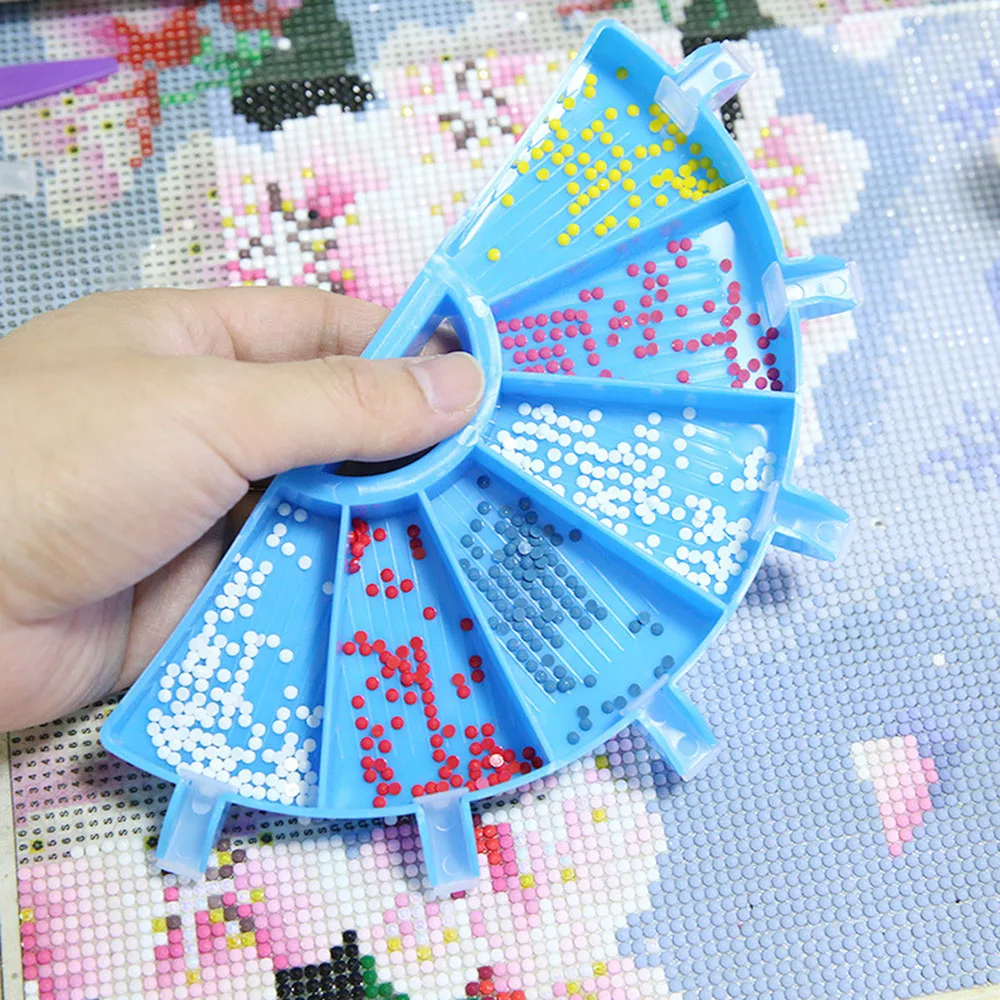 6 Grids Palette Diamond Painting Tray Kits Large Capacity Drill Plate Diamond Painting Pen Beading Plates Cross Stitch Tools