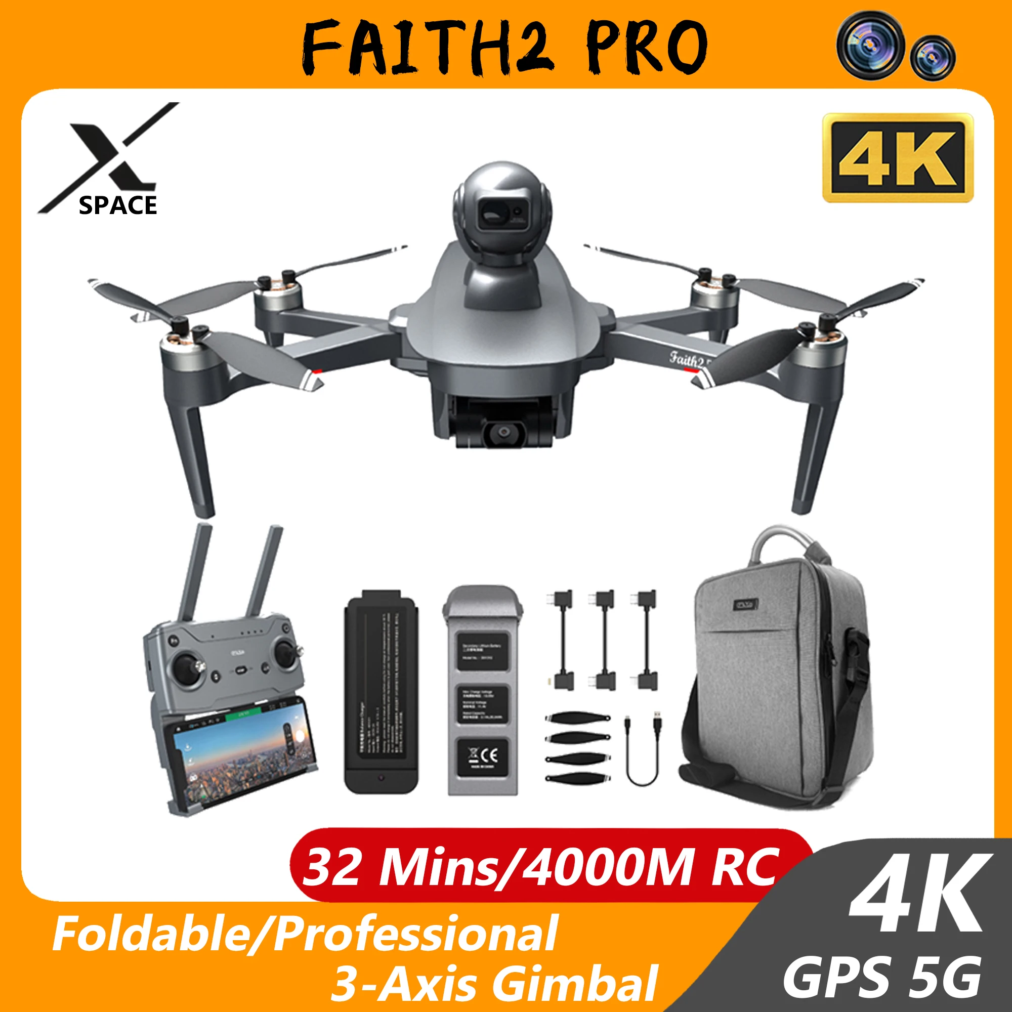 

C-fly Faith2 Pro Drone With 4K HD Camera 3-axis Gimbal 5G Wifi Obstacle Avoidance Flight 32min FPV RC Quadcopte Dron Uav Kid Toy