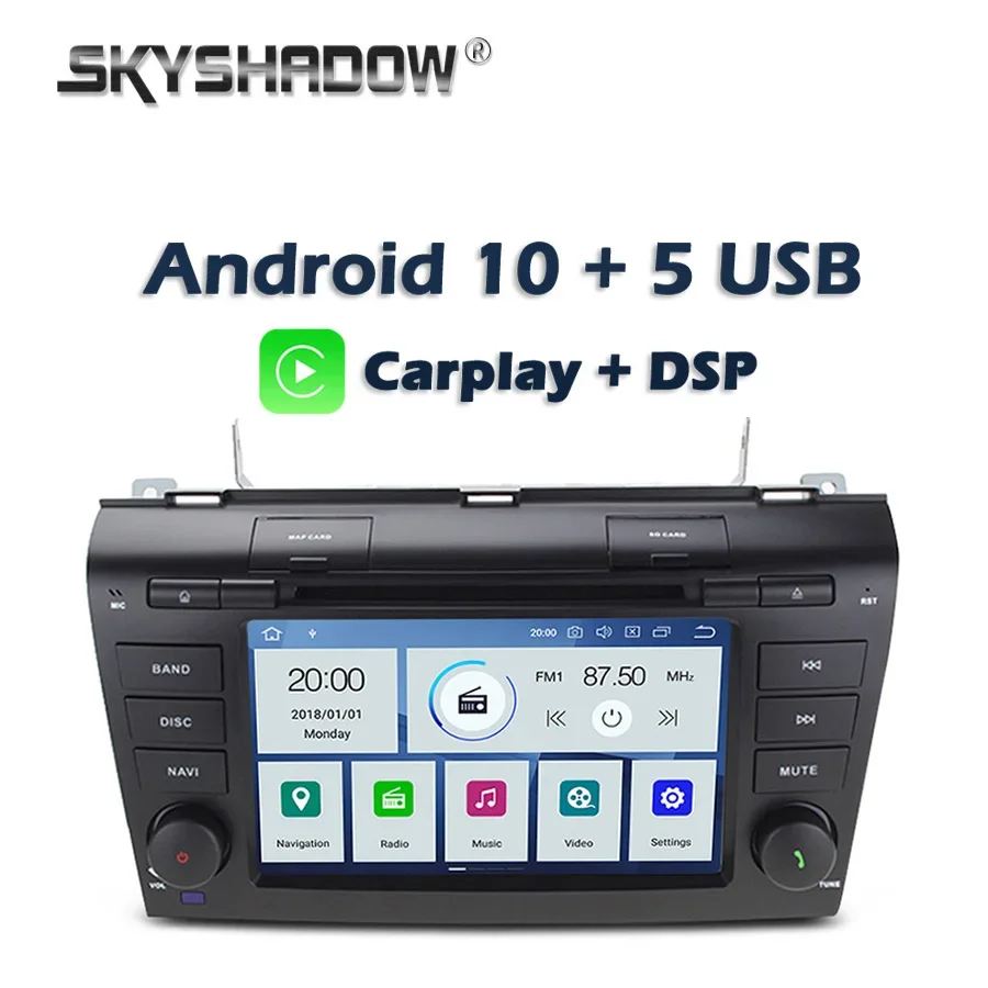 Carplay DSP PX6 IPS Android 10 4GB +64GB Car DVD Player GPS Map Wifi RDS Radio Bluetooth For Mazda 3 2003 - 2006 2007 2008 2009