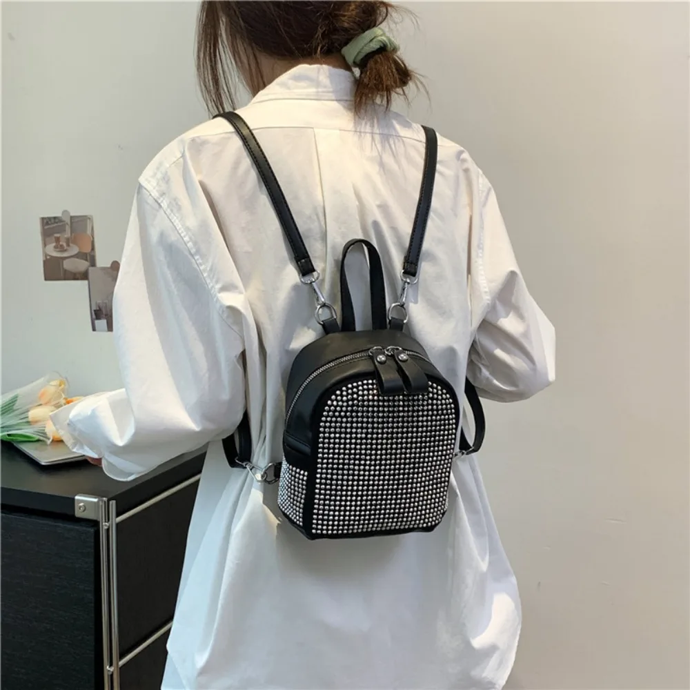 Zaino femminile PU piccole ragazze adolescenti moda per il tempo libero borsa a tracolla con cerniera zaino da donna ad alta capacità Mini zaino da