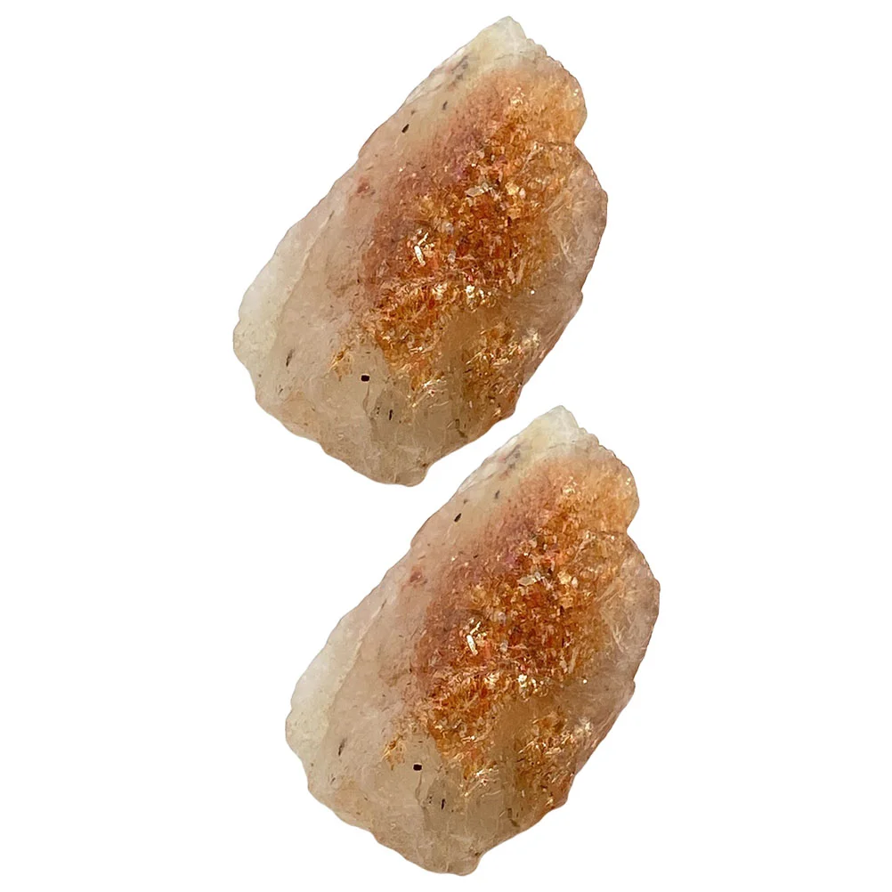 2 Pcs Sun Stone Decor Meditation Stones Crystal Natural Rough Adorn Yoga Energy Chakra for