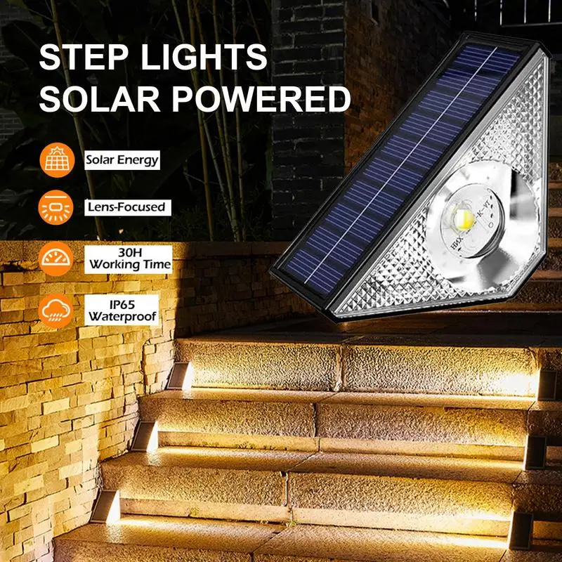 

Outside Garden Step Lights IP67 Waterproof, 10 Color Modes Solar Powered Stairs Light, 12H Lighting Easy Install for Garden
