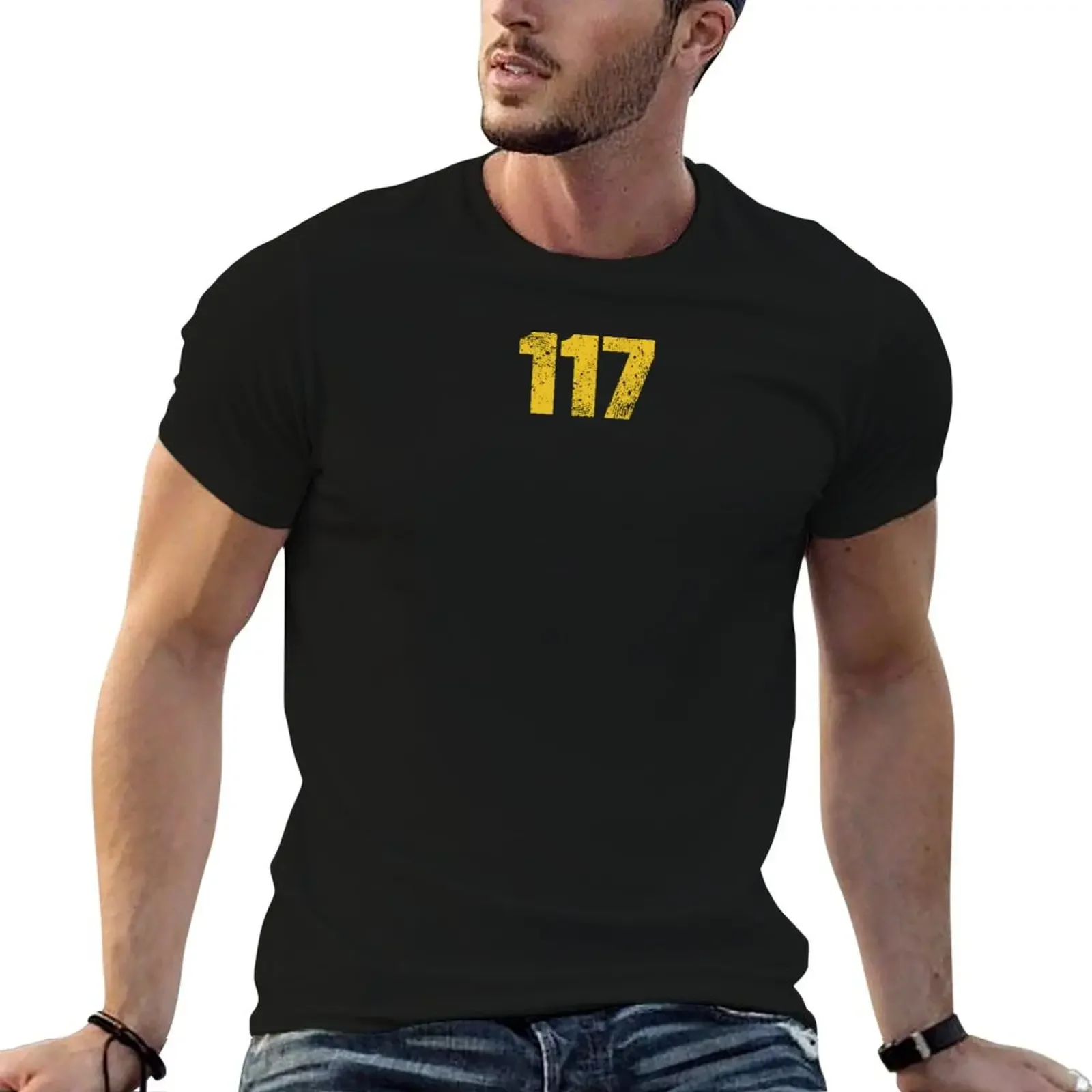 

117 - Gold - Distressed T-Shirt street wear summer 2025 for a boy mens t shirts top quality