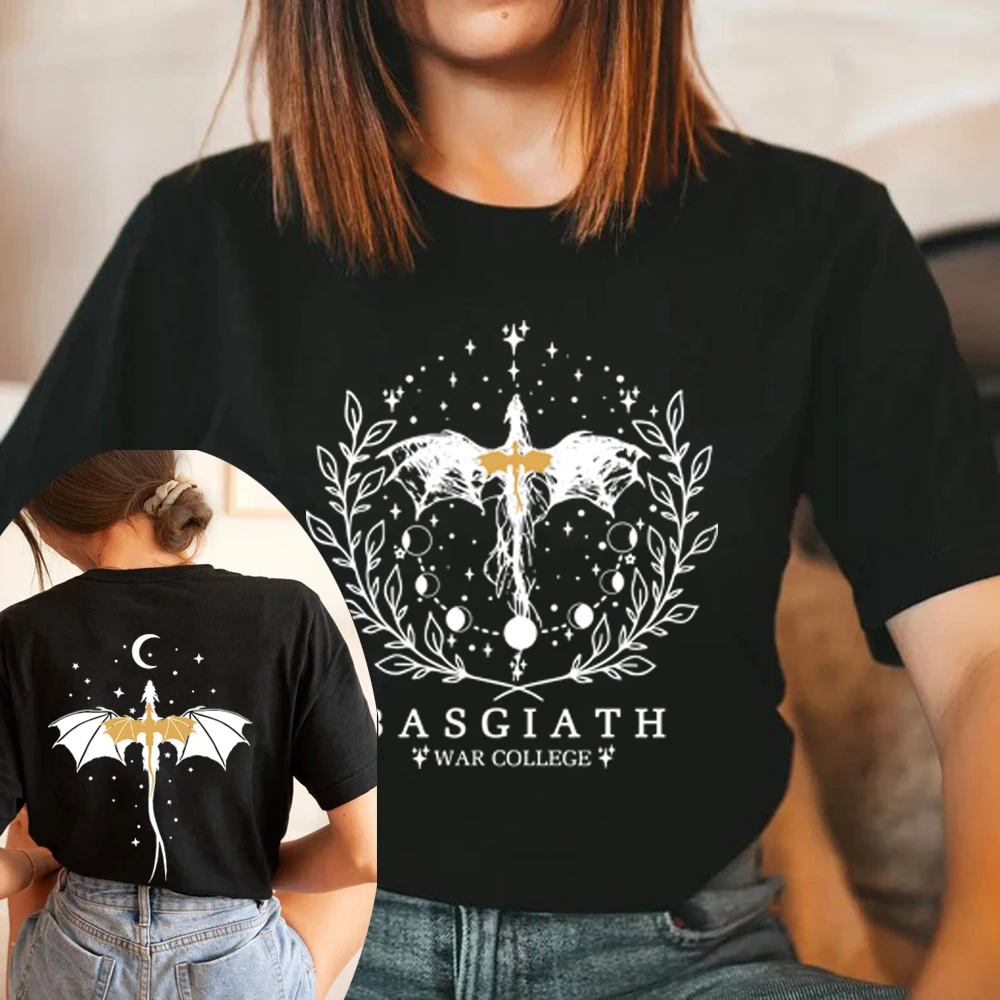 Basgiath War College Double-side T-Shirt Fourth Wing Shirt Violet Sorrengail Tee Women T-shirts Short Sleeve Top Bookish Tshirt