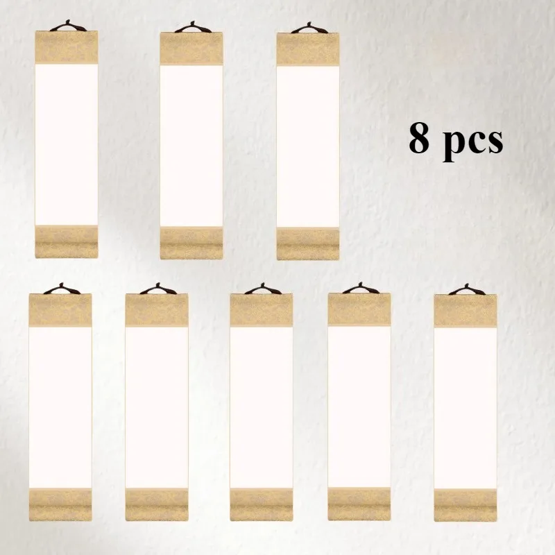 8 Blank Small Scrolls Traditional Chinese Painting Ancient Hanging Ornaments Calligraphy Scroll Xuan Paper Decoration Home Decor