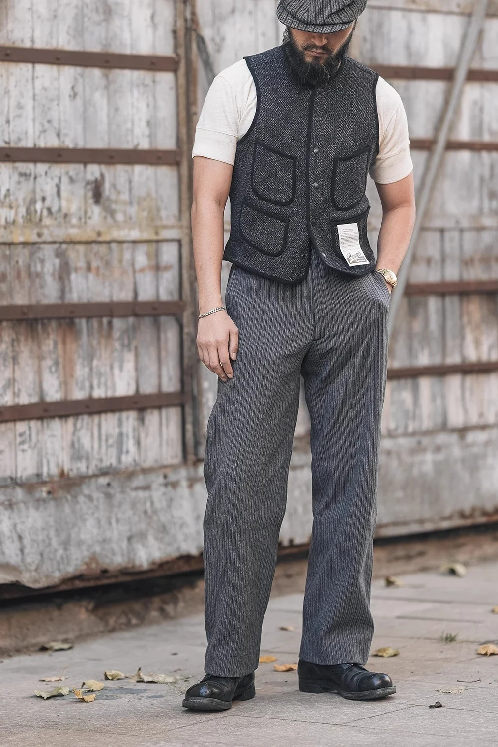 Bronson Lot 931 Vintage Black & Grey Stripes Work Pants Retro