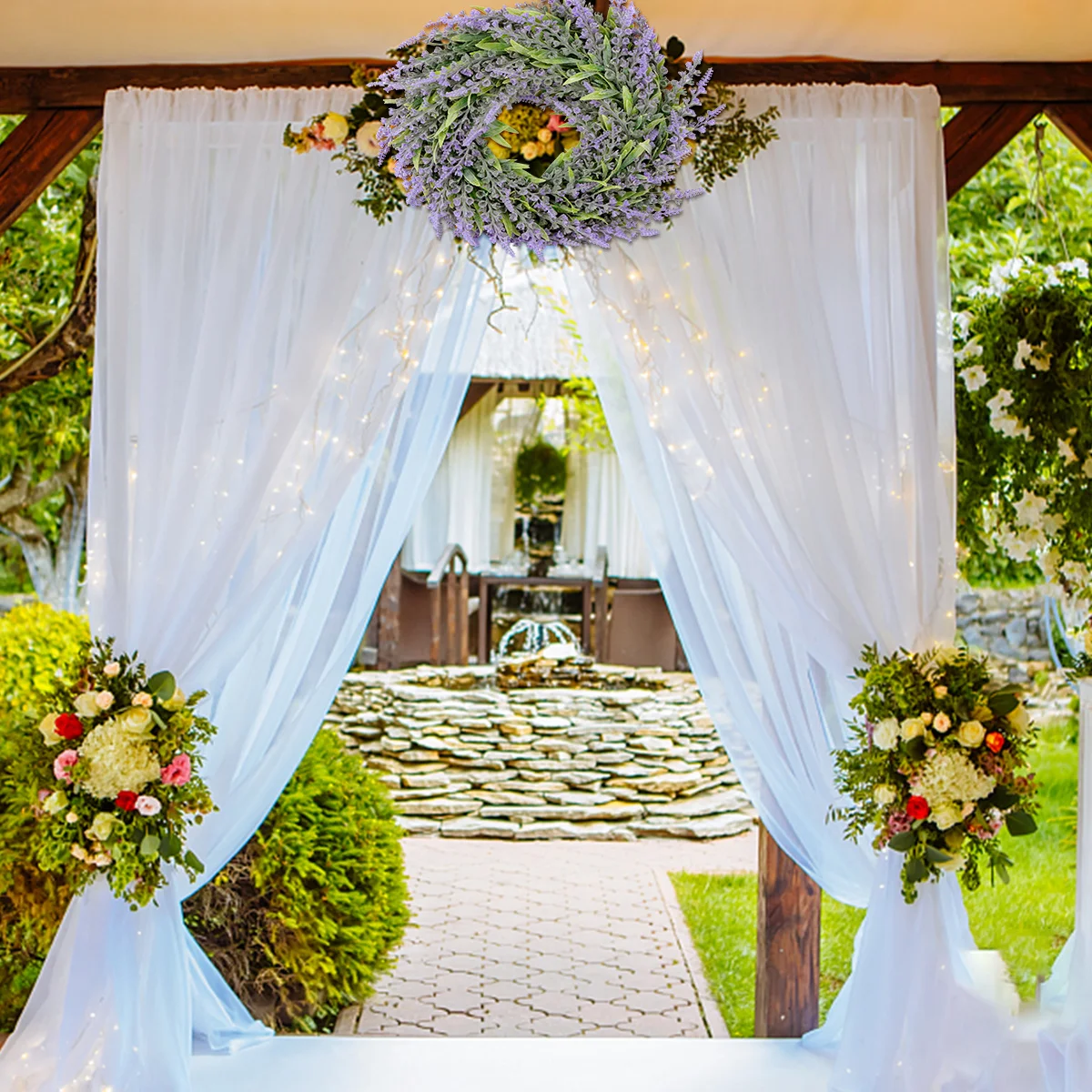 

1Pcs False Flower Wreath Lavender Door Pendant Decorative Garland Home Holiday Decor Simulated Lavender Wreath