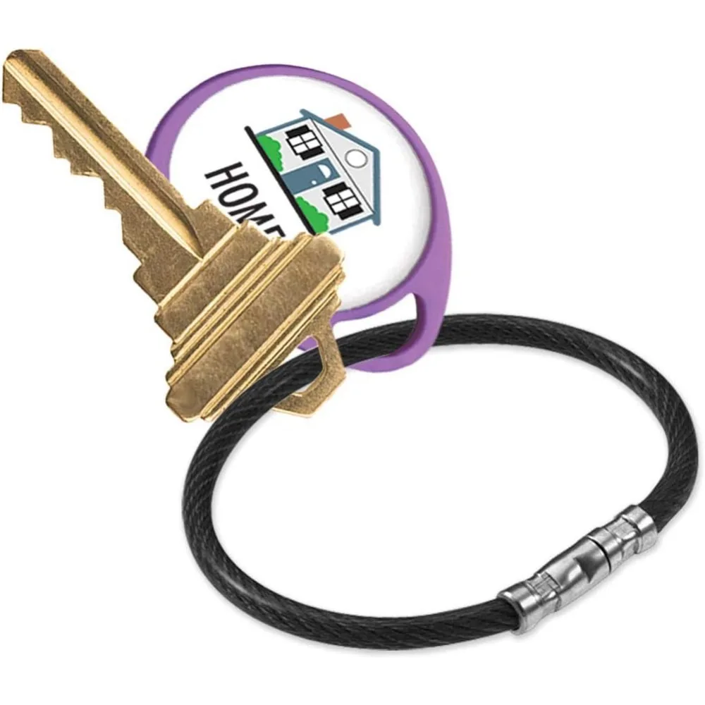 Chaveiro de fio de aço revestido de nylon flexível, resistente à corrosão e durável, pacote com 5 cores sortidas