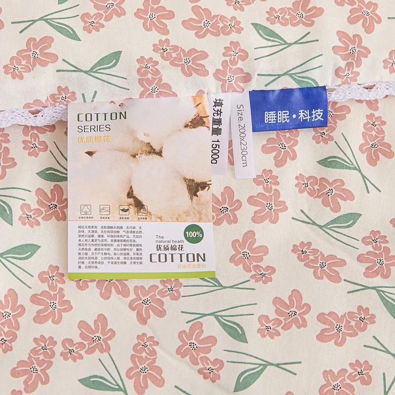 لحاف صيفي من القطن على الطراز الكوري بطانية مزدوجة 100% قطن مع حواف من الدانتيل مفرش سرير خفيف الوزن وجيد التهوية لجميع المواسم