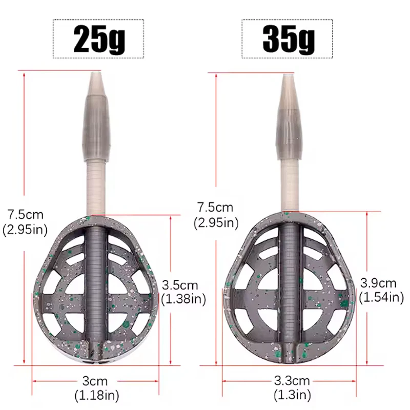 2PCS / 3PCS Inline Flat Method Feeders Carp Fishing with Bait Basket Feeder Set view 3