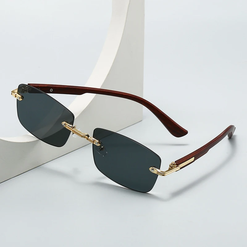Rahmenlose Vintage Quadratische Sonnenbrille für Damen und Herren Rechteckige Sonnenbrillen Ovale Brillen für Männer und Frauen