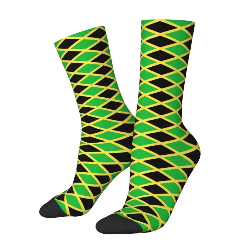 Unisex 3D Print Jamaican Orgulhoso Tripulação Meias, Meias de vestido bonito, Quente, Confortável, Bandeira da Jamaica, Vestido